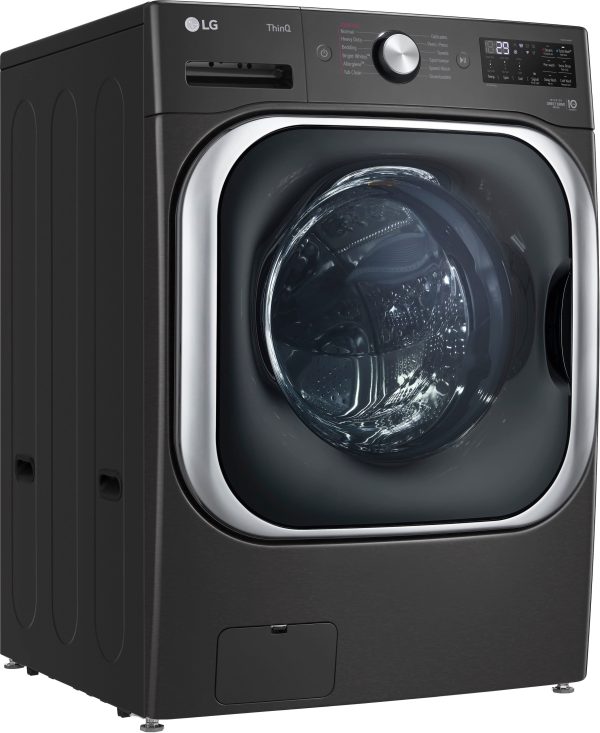 LG Front Load Washer Steam TurboWash Stackable Black Steel-10