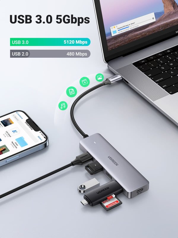 UGREEN 4-Port USB 3.0 Hub High-Speed Data Transfer Compact-2