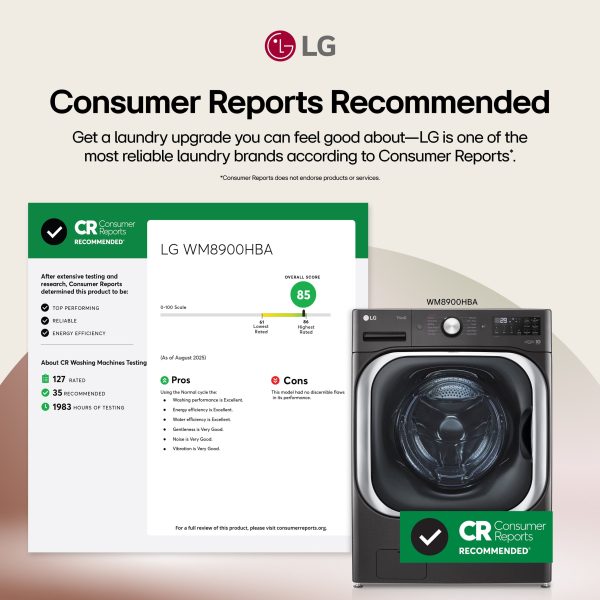 LG Front Load Washer Steam TurboWash Stackable Black Steel-4