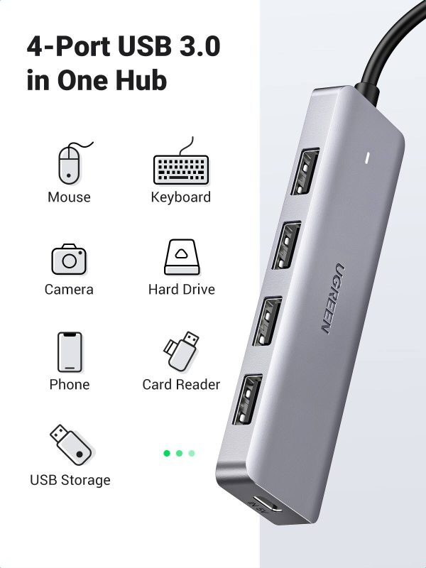 UGREEN 4-Port USB 3.0 Hub High-Speed Data Transfer Compact-1