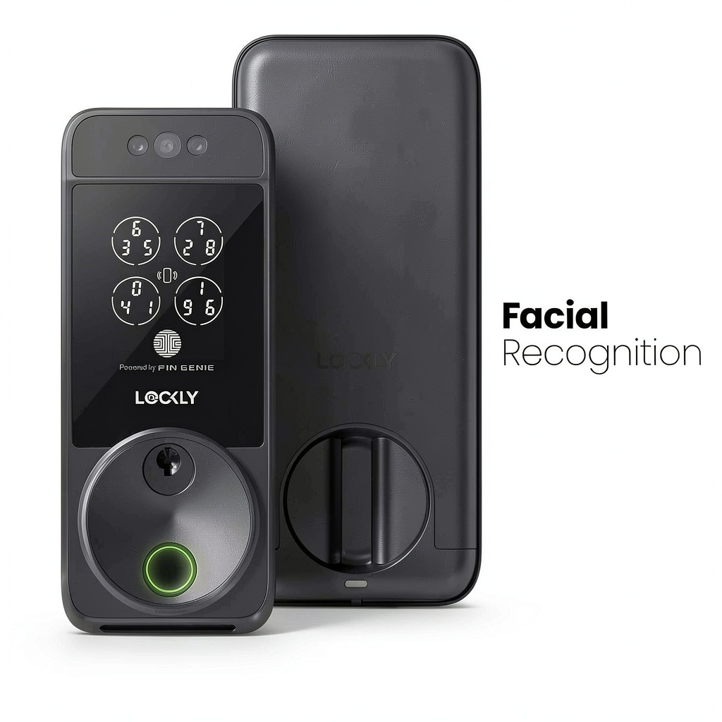 Installing Lockly Visage Smart Lock Facial Recognition Fingerprint on a wooden desk