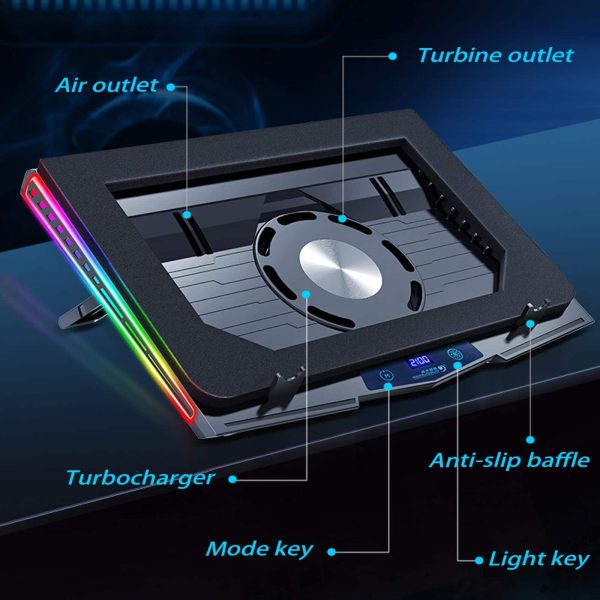 Gaming Laptop Cooling Pad Turbo Fan Adjustable Speed LED-5