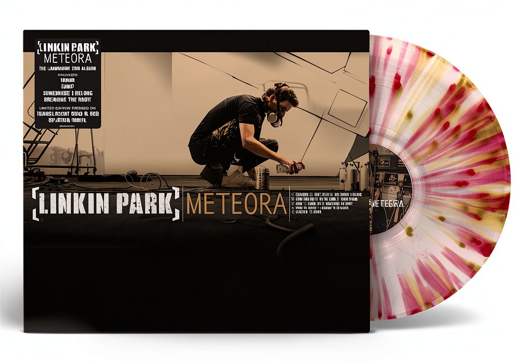 Linkin Park Meteora splatter vinyl on a turntable