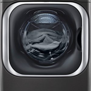 LG Front Load Washer Steam TurboWash Stackable Black Steel-0
