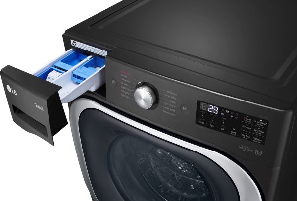 LG Front Load Washer Steam TurboWash Stackable Black Steel-11