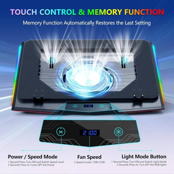 Gaming Laptop Cooling Pad Turbo Fan Adjustable Speed LED-6