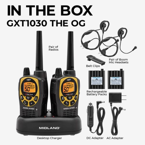 Midland GXT1030 GMRS Two Way Radio Yellow with Charger-3