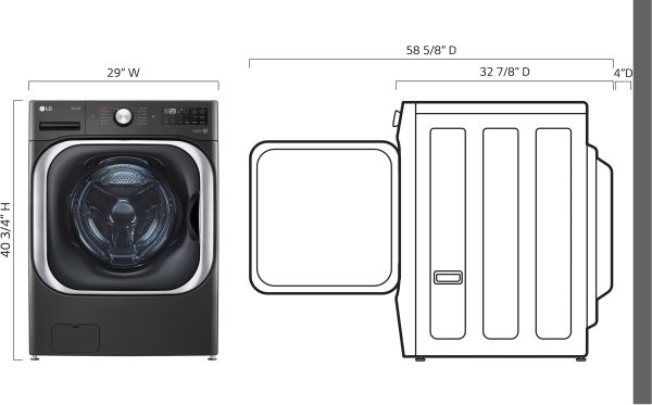 LG Front Load Washer Steam TurboWash Stackable Black Steel-2