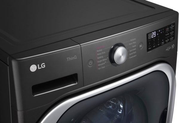 LG Front Load Washer Steam TurboWash Stackable Black Steel-12