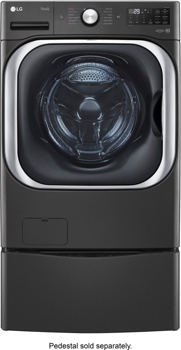 LG Front Load Washer Steam TurboWash Stackable Black Steel-6