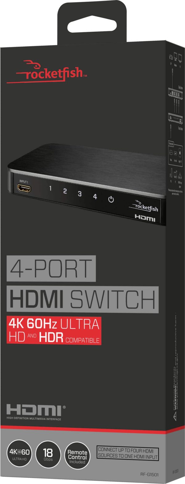 Rocketfish HDMI Switch 4 Port 4K 60Hz Device Selector-7