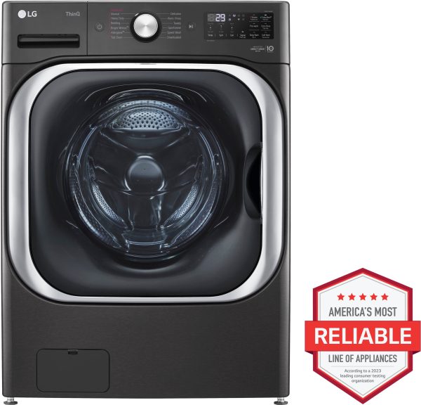 LG Front Load Washer Steam TurboWash Stackable Black Steel-5