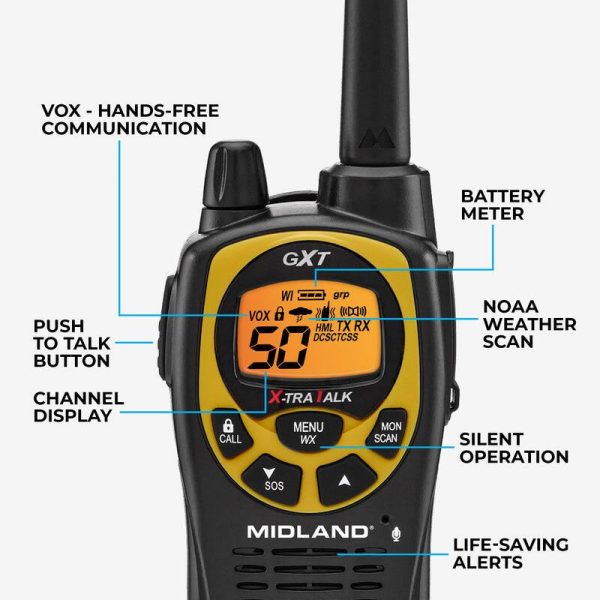 Midland GXT1030 GMRS Two Way Radio Yellow with Charger-2