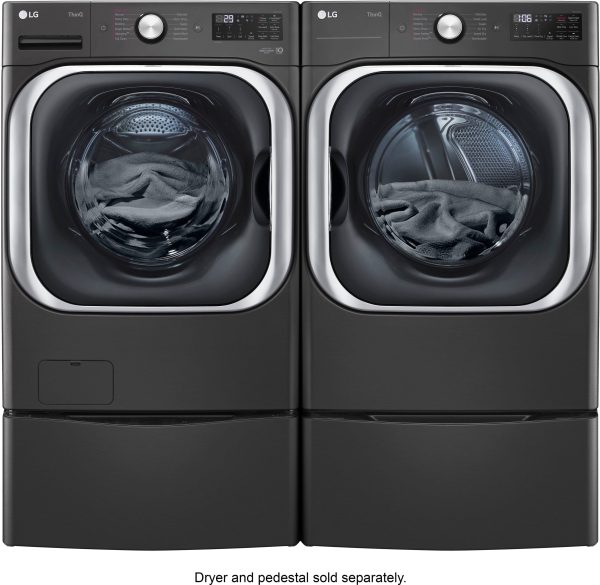 LG Front Load Washer Steam TurboWash Stackable Black Steel-17